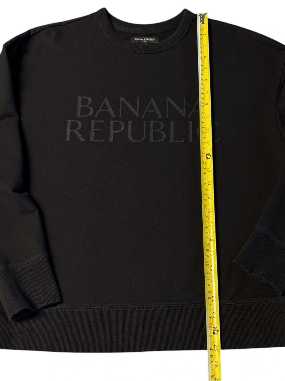 Banana Republic Black Tonal Logo Cotton Blend Graphic Crewneck Sweatshirt Size M